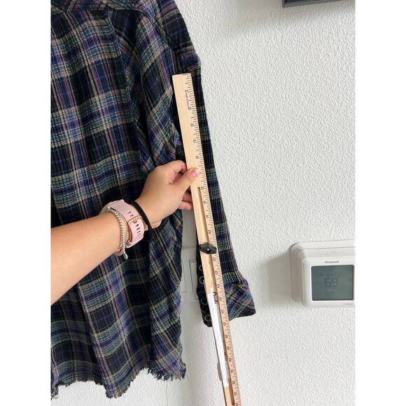 Free People Juniper Ridge Snap Side Plaid Buttondown Top XS - Picture 6 of 9